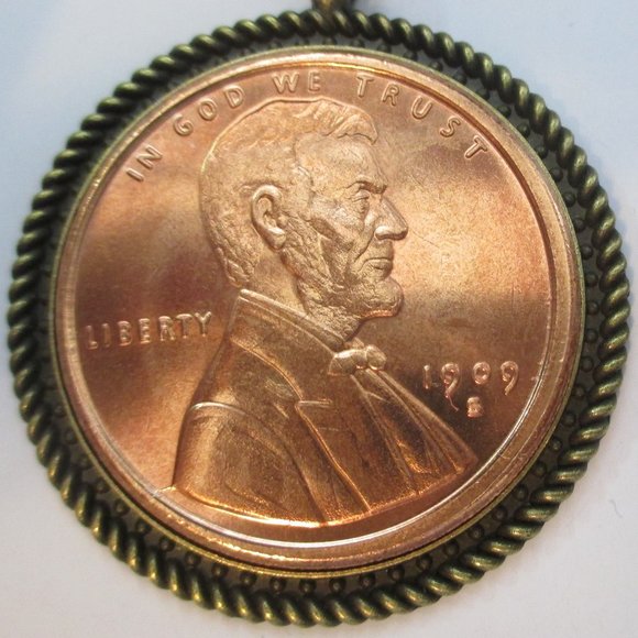 ONE Ounce 39 MM Copper Round 1909 S Lincoln Wheat Cent Design PENDANT - Picture 1 of 3